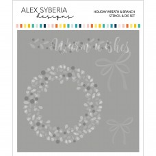 Alex Syberia Designs - Holiday Wreath and Branch Stencil and Die Set