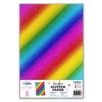 Carlijn Design - Papier - Self-adhesive glitter paper A4 Rainbow 5 sheets