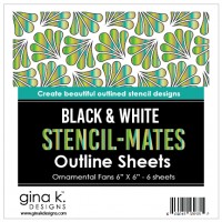 Gina K. Designs - Stencil-Mates - Black and White Outline Sheets - Ornamental Fans