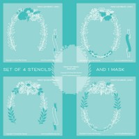 Honey Bee Stamps - Perfect Day Wreath Coordinating Stencils (Set of 4 & 1 Mask)